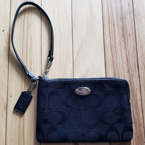 Black Signature Coach Wristlet